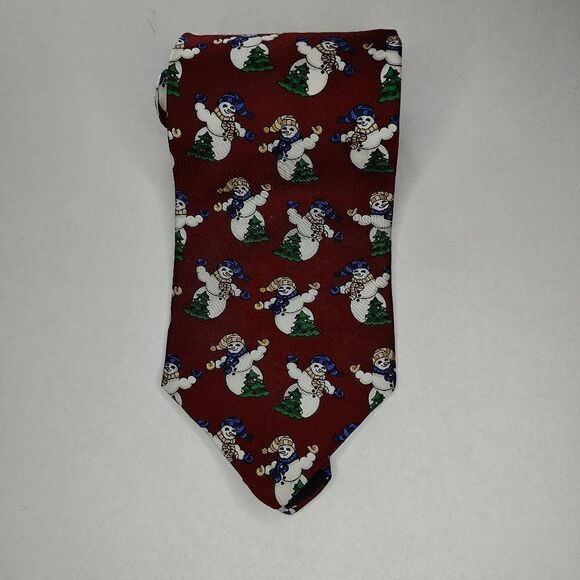 Hallmark Holiday Snow Man Novelty Print Tie - Picture 1 of 5